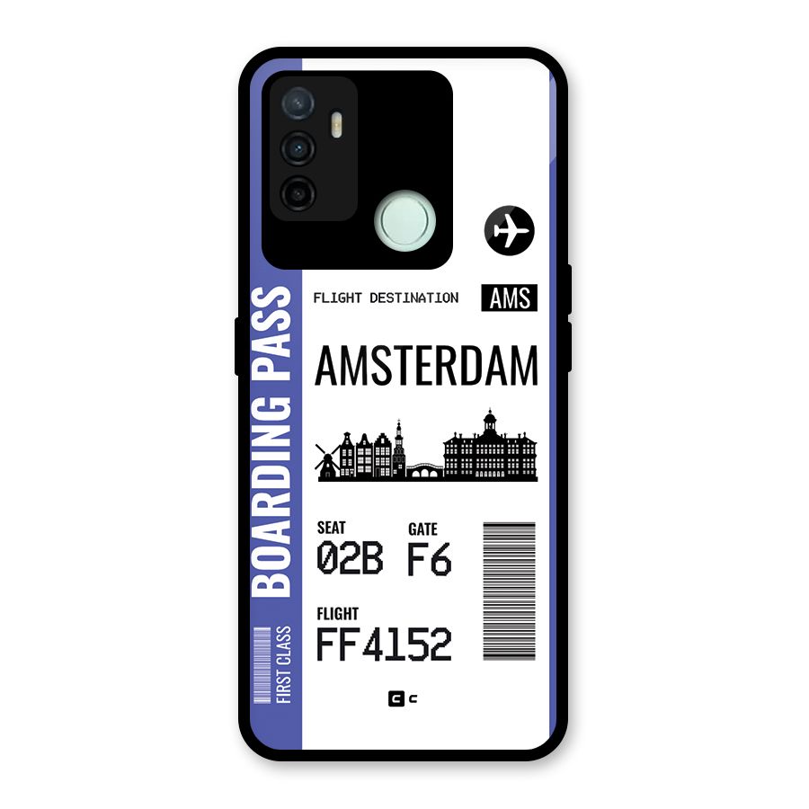 Amsterdam Boarding Pass Glass Back Case for Oppo A53