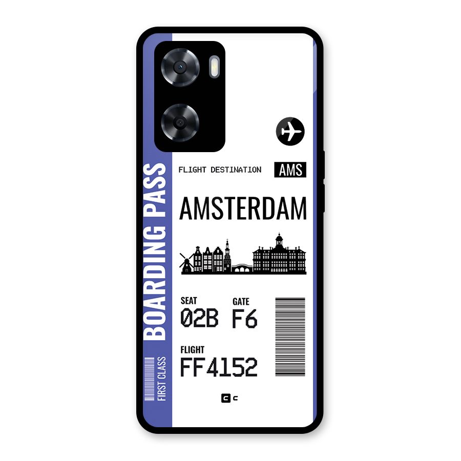 Amsterdam Boarding Pass Glass Back Case for Oppo A57 2022