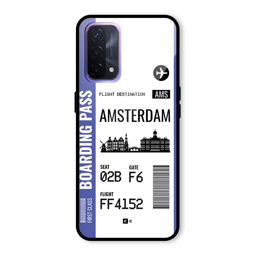 Amsterdam Boarding Pass Glass Back Case for Oppo A74 5G