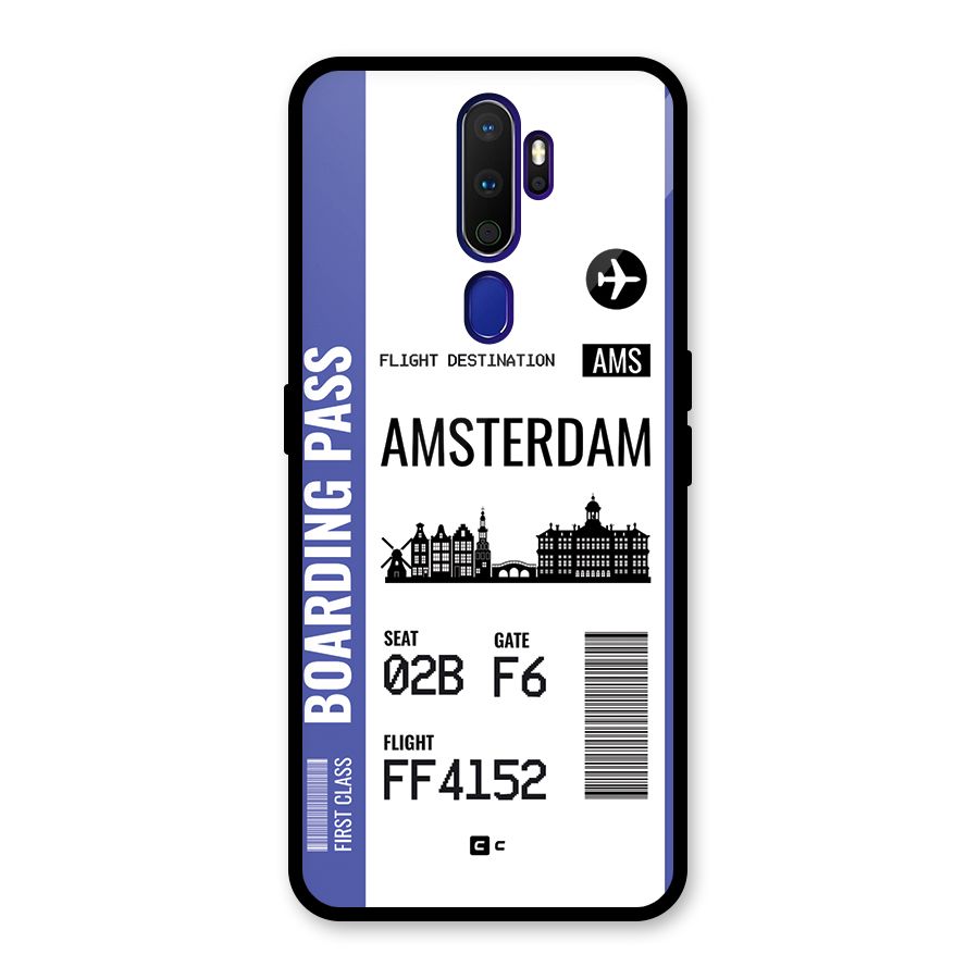 Amsterdam Boarding Pass Glass Back Case for Oppo A9 (2020)