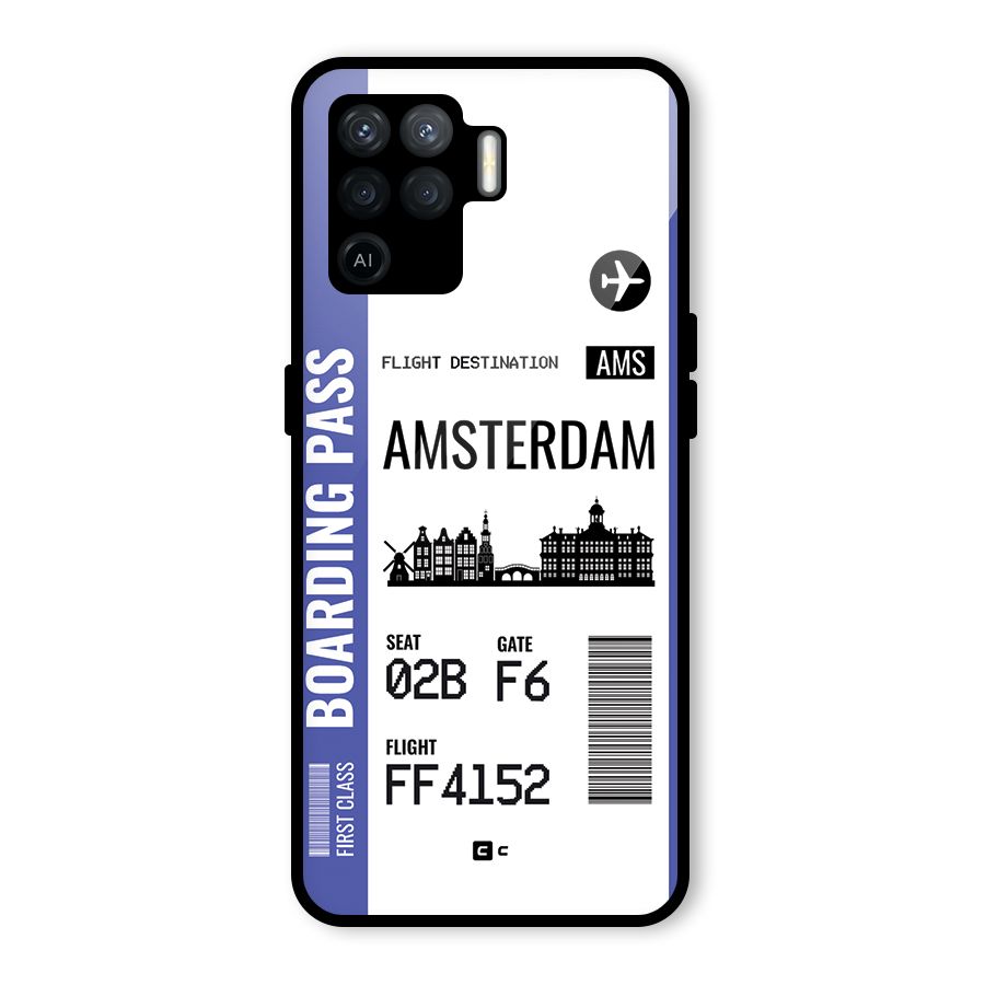 Amsterdam Boarding Pass Glass Back Case for Oppo F19 Pro