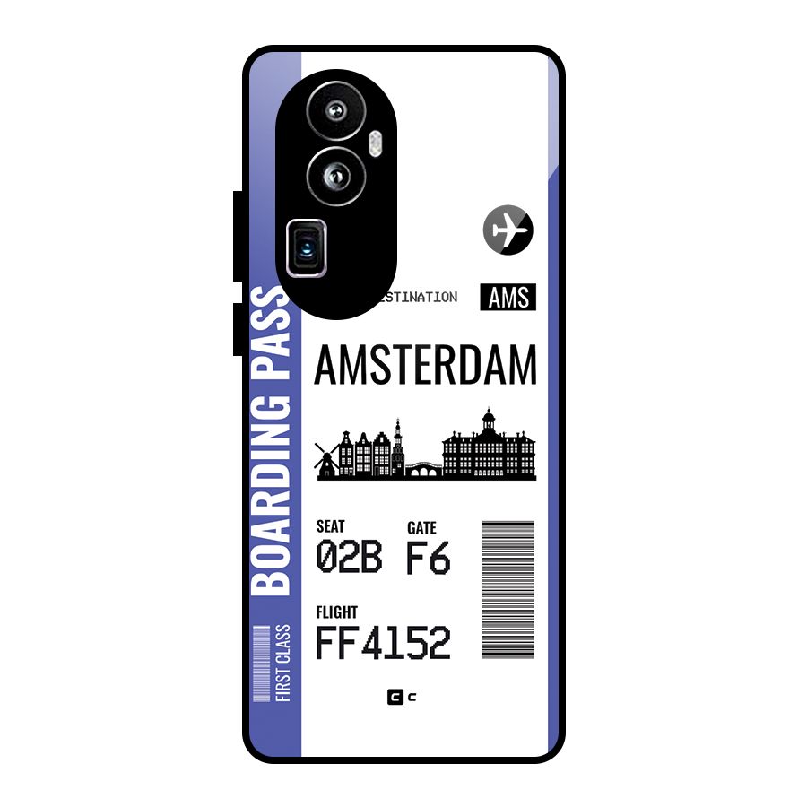 Amsterdam Boarding Pass Glass Back Case for Oppo Reno10 Pro Plus
