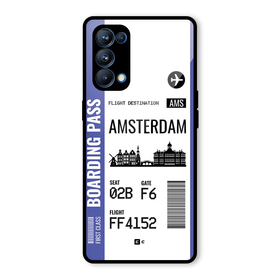 Amsterdam Boarding Pass Glass Back Case for Oppo Reno5 Pro 5G
