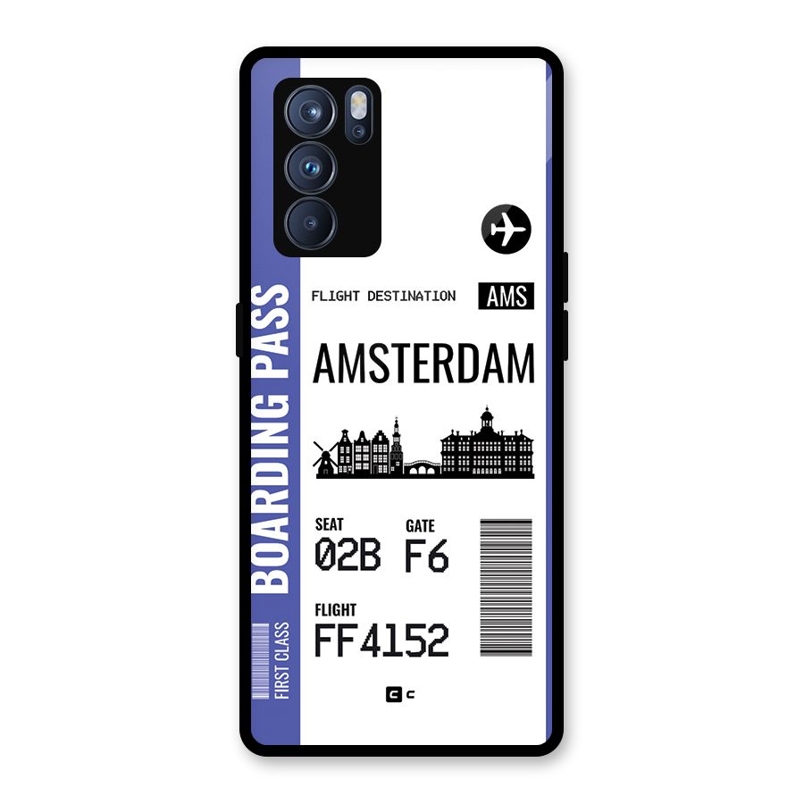 Amsterdam Boarding Pass Glass Back Case for Oppo Reno6 Pro 5G