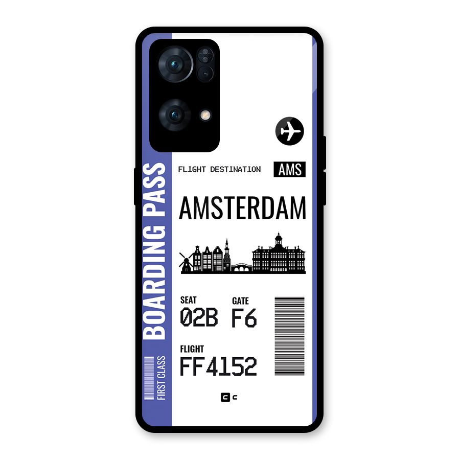 Amsterdam Boarding Pass Glass Back Case for Oppo Reno7 Pro 5G