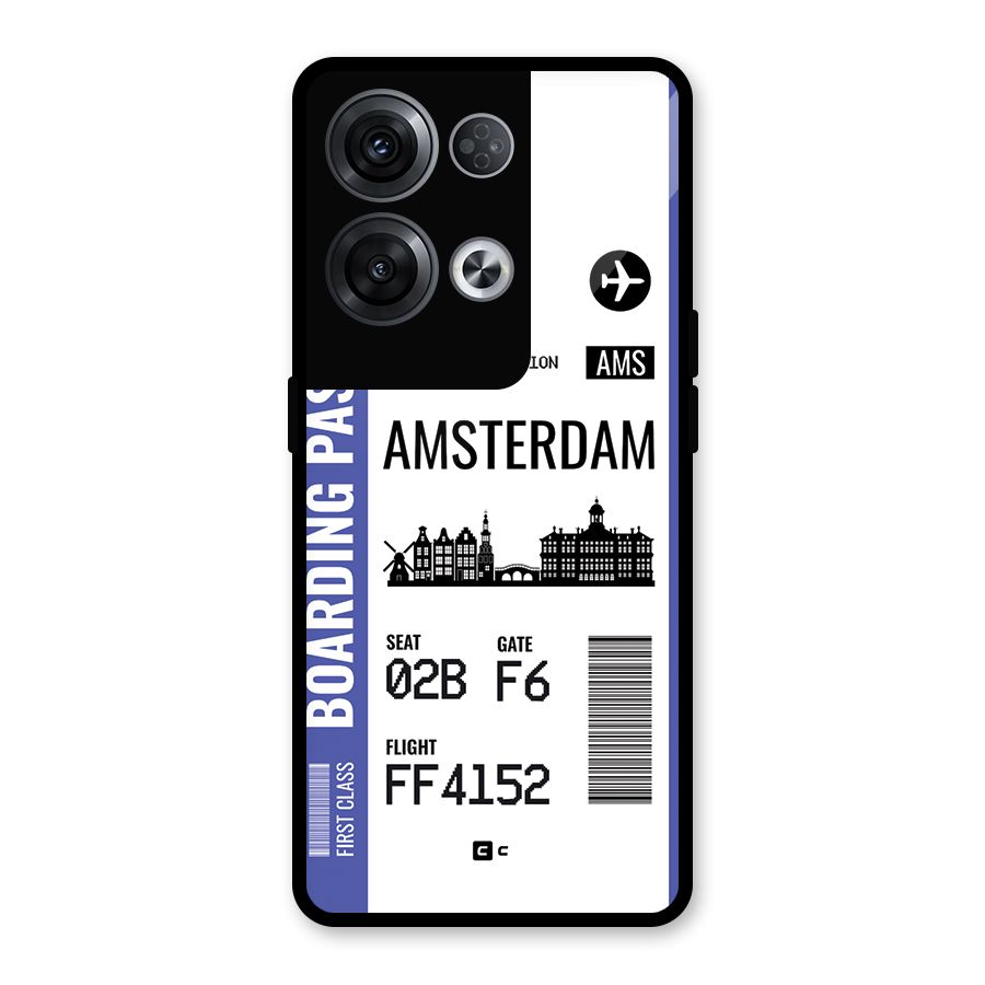 Amsterdam Boarding Pass Glass Back Case for Oppo Reno8 Pro 5G