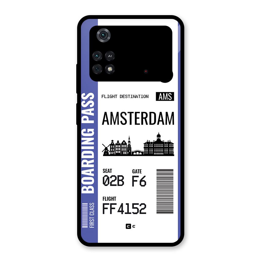Amsterdam Boarding Pass Glass Back Case for Poco M4 Pro 4G