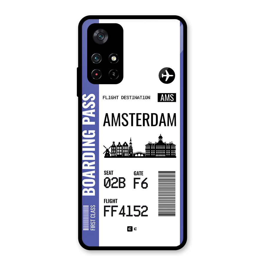 Amsterdam Boarding Pass Glass Back Case for Poco M4 Pro 5G