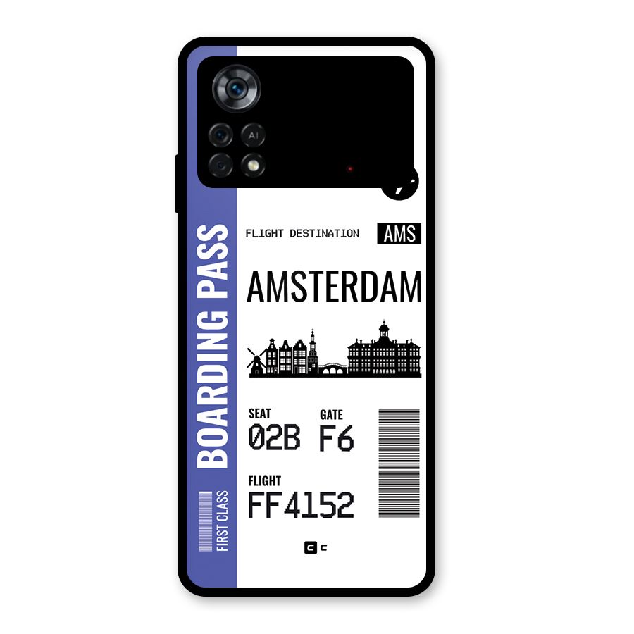 Amsterdam Boarding Pass Glass Back Case for Poco X4 Pro 5G