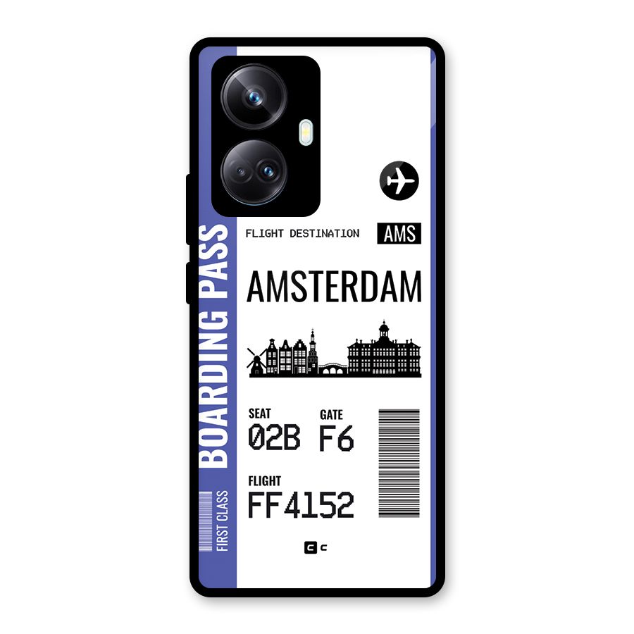 Amsterdam Boarding Pass Glass Back Case for Realme 10 Pro Plus