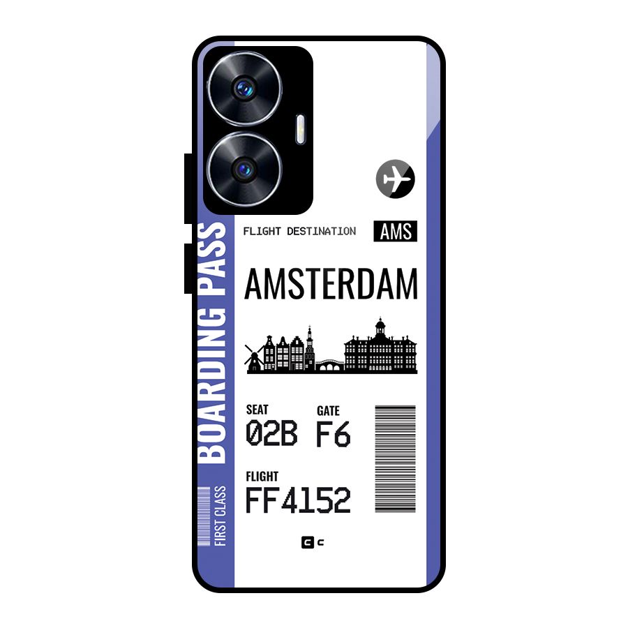 Amsterdam Boarding Pass Glass Back Case for Realme Narzo N55