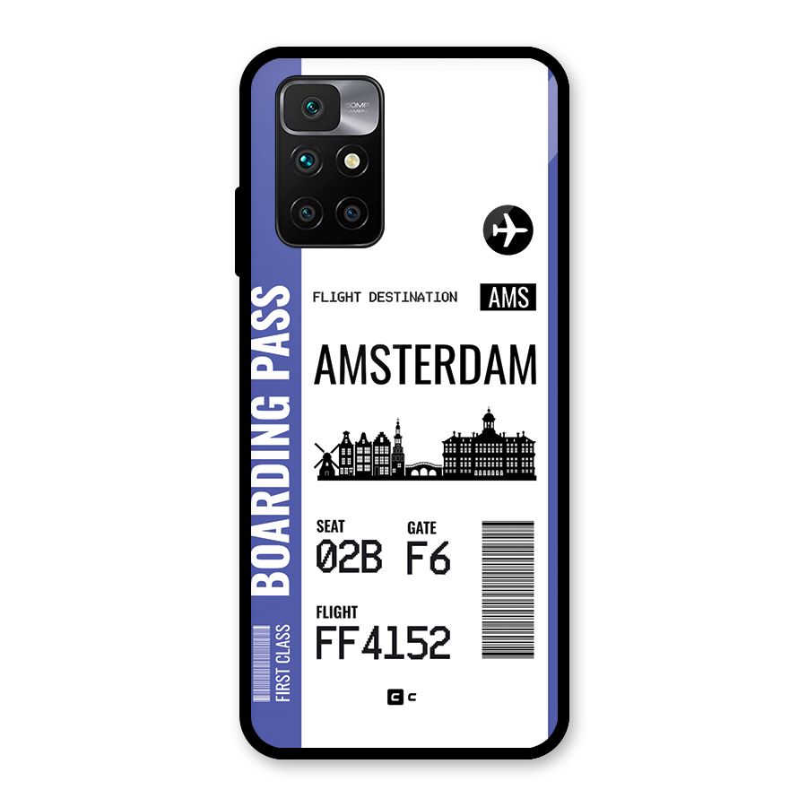 Amsterdam Boarding Pass Glass Back Case for Redmi 10 Prime