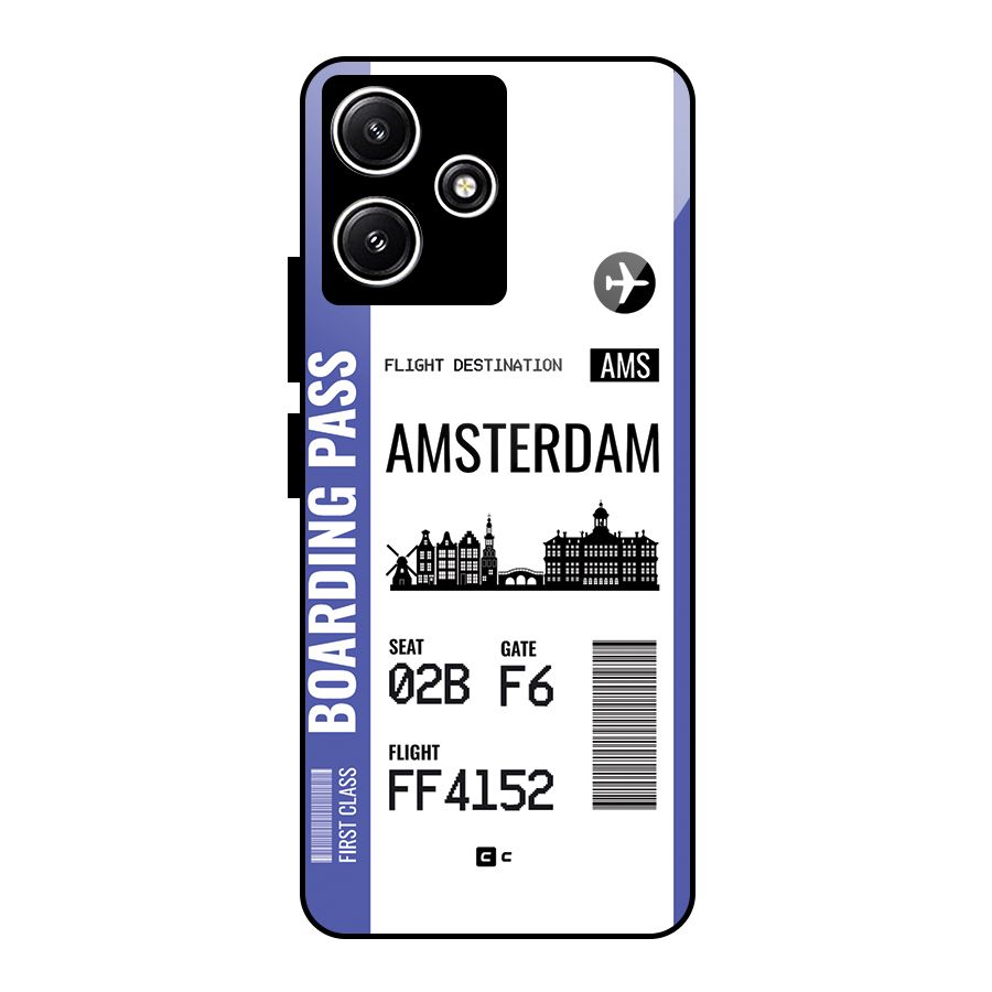 Amsterdam Boarding Pass Glass Back Case for Redmi 12 5G