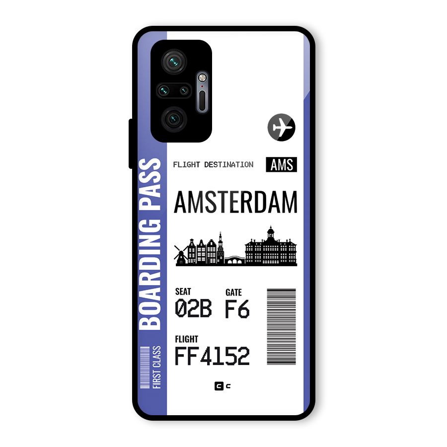 Amsterdam Boarding Pass Glass Back Case for Redmi Note 10 Pro Max