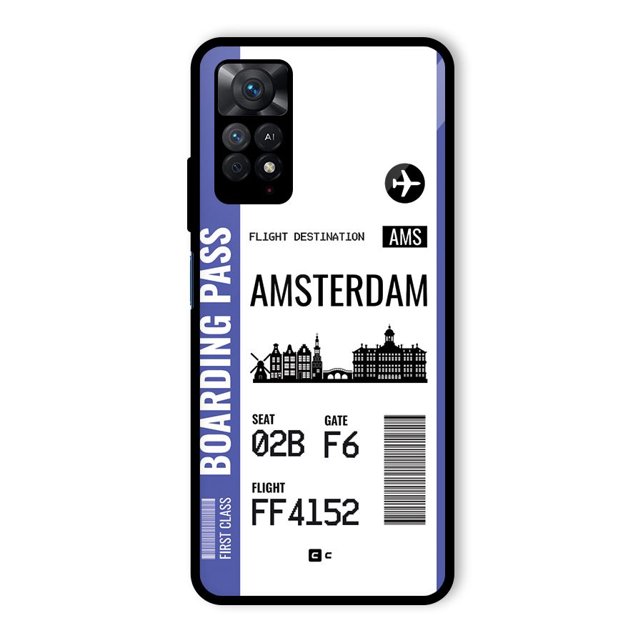 Amsterdam Boarding Pass Glass Back Case for Redmi Note 11 Pro