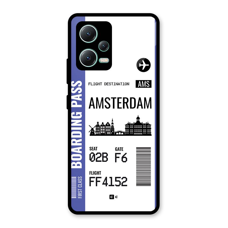 Amsterdam Boarding Pass Glass Back Case for Redmi Note 12 5G