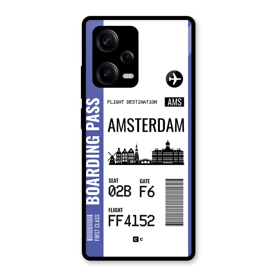 Amsterdam Boarding Pass Glass Back Case for Redmi Note 12 Pro