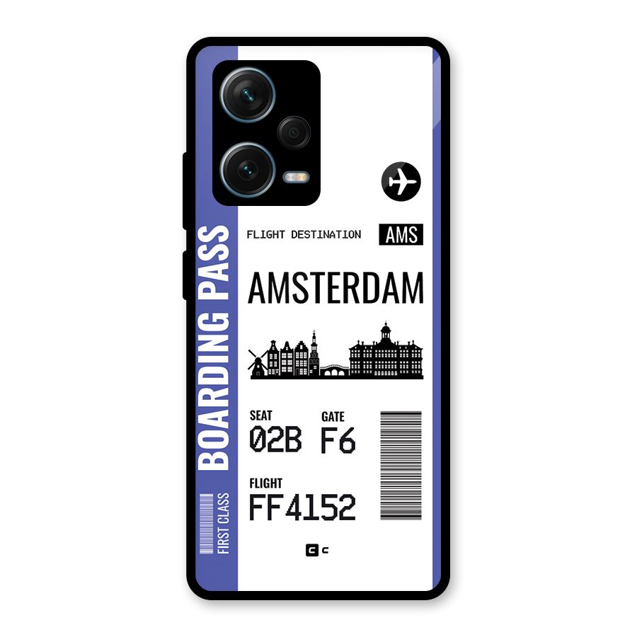 Amsterdam Boarding Pass Glass Back Case for Redmi Note 12 Pro Plus 5G