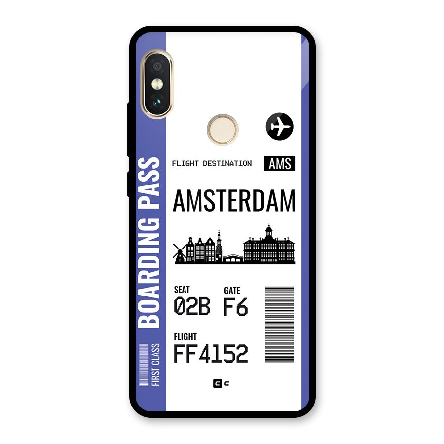Amsterdam Boarding Pass Glass Back Case for Redmi Note 5 Pro