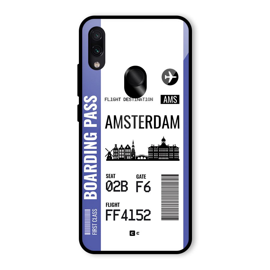 Amsterdam Boarding Pass Glass Back Case for Redmi Note 7 Pro