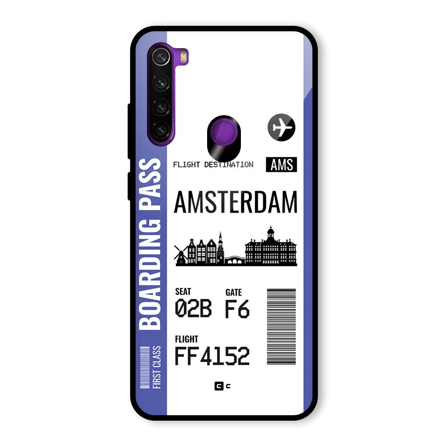Amsterdam Boarding Pass Glass Back Case for Redmi Note 8
