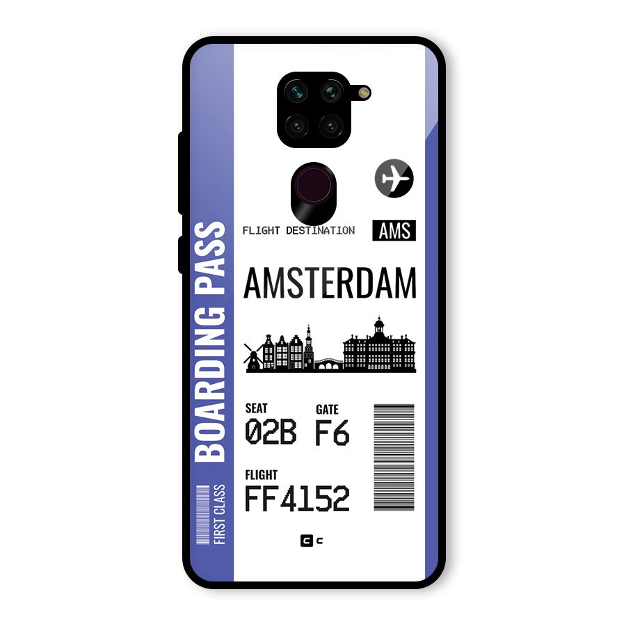 Amsterdam Boarding Pass Glass Back Case for Redmi Note 9