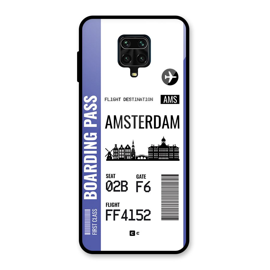 Amsterdam Boarding Pass Glass Back Case for Redmi Note 9 Pro