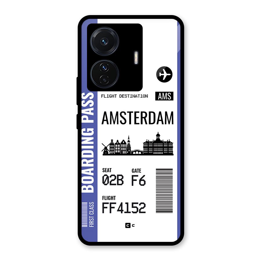 Amsterdam Boarding Pass Glass Back Case for Vivo T1 Pro