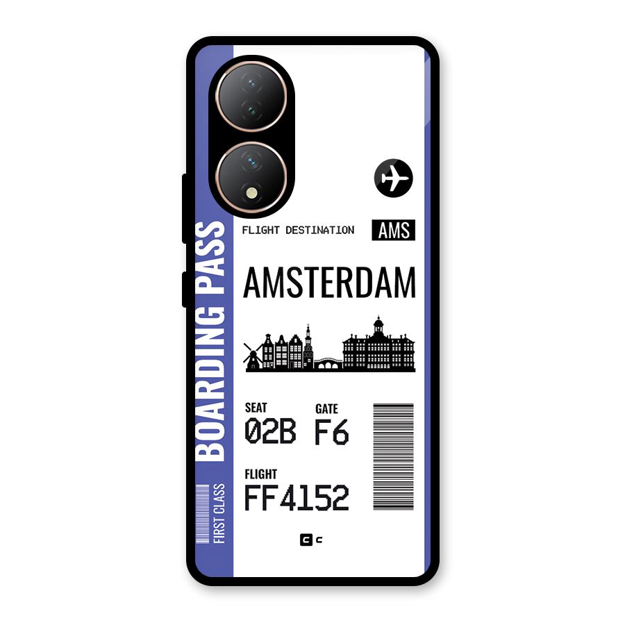 Amsterdam Boarding Pass Glass Back Case for Vivo T2