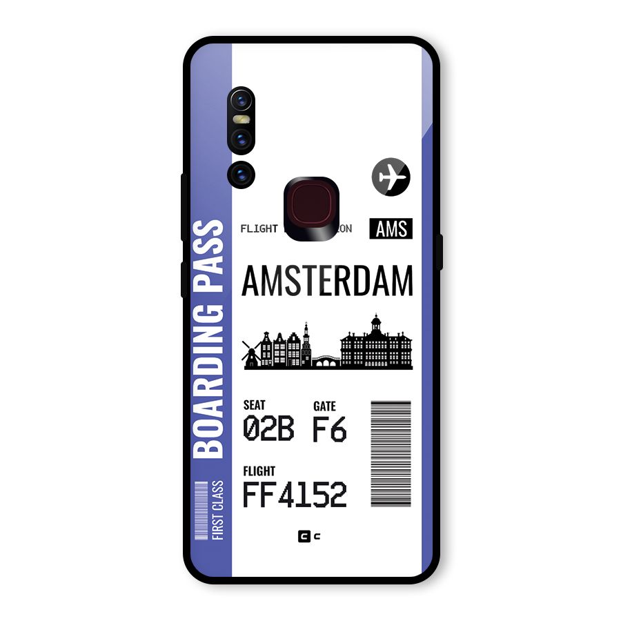 Amsterdam Boarding Pass Glass Back Case for Vivo V15