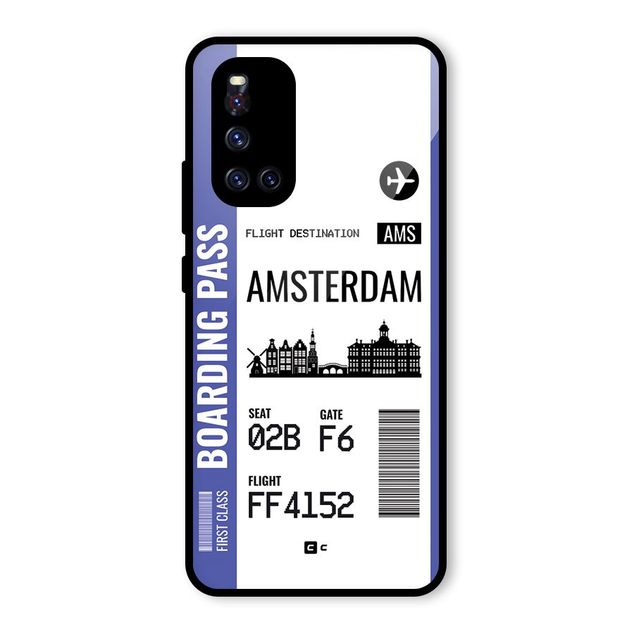 Amsterdam Boarding Pass Glass Back Case for Vivo V19