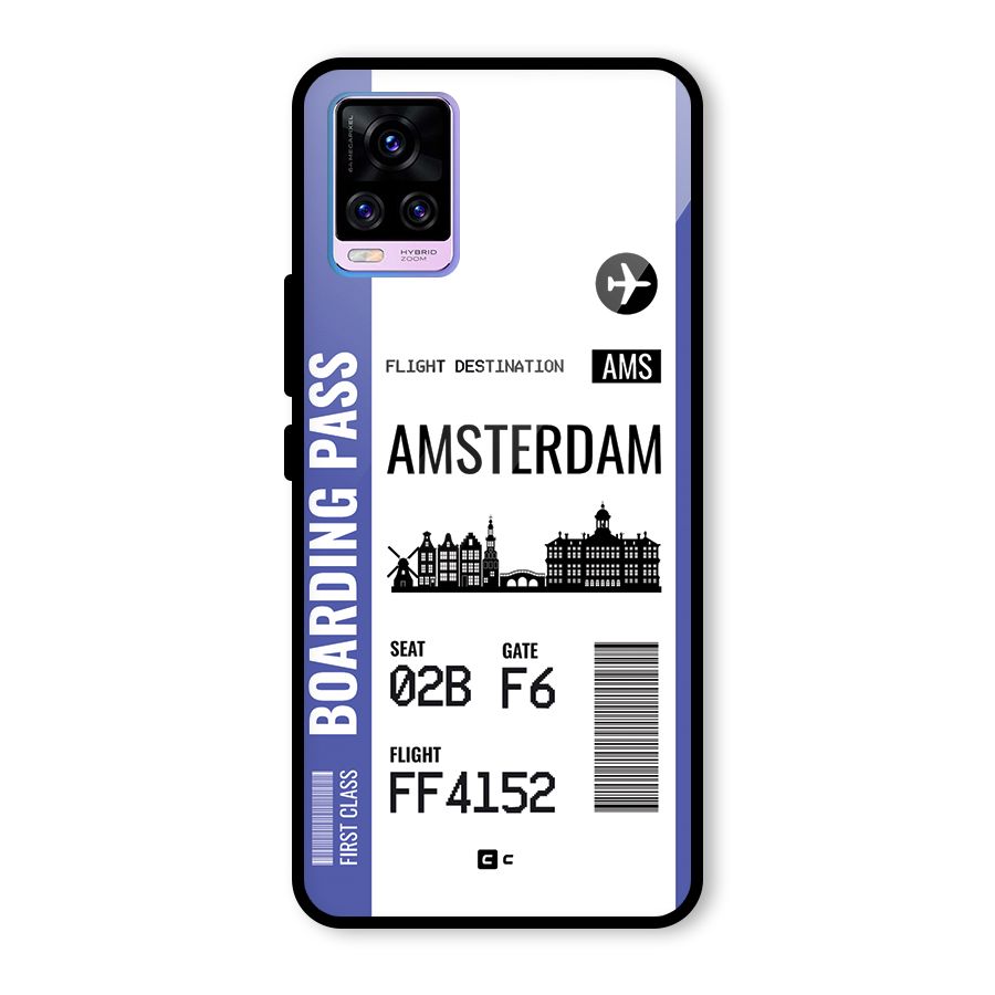 Amsterdam Boarding Pass Glass Back Case for Vivo V20 Pro