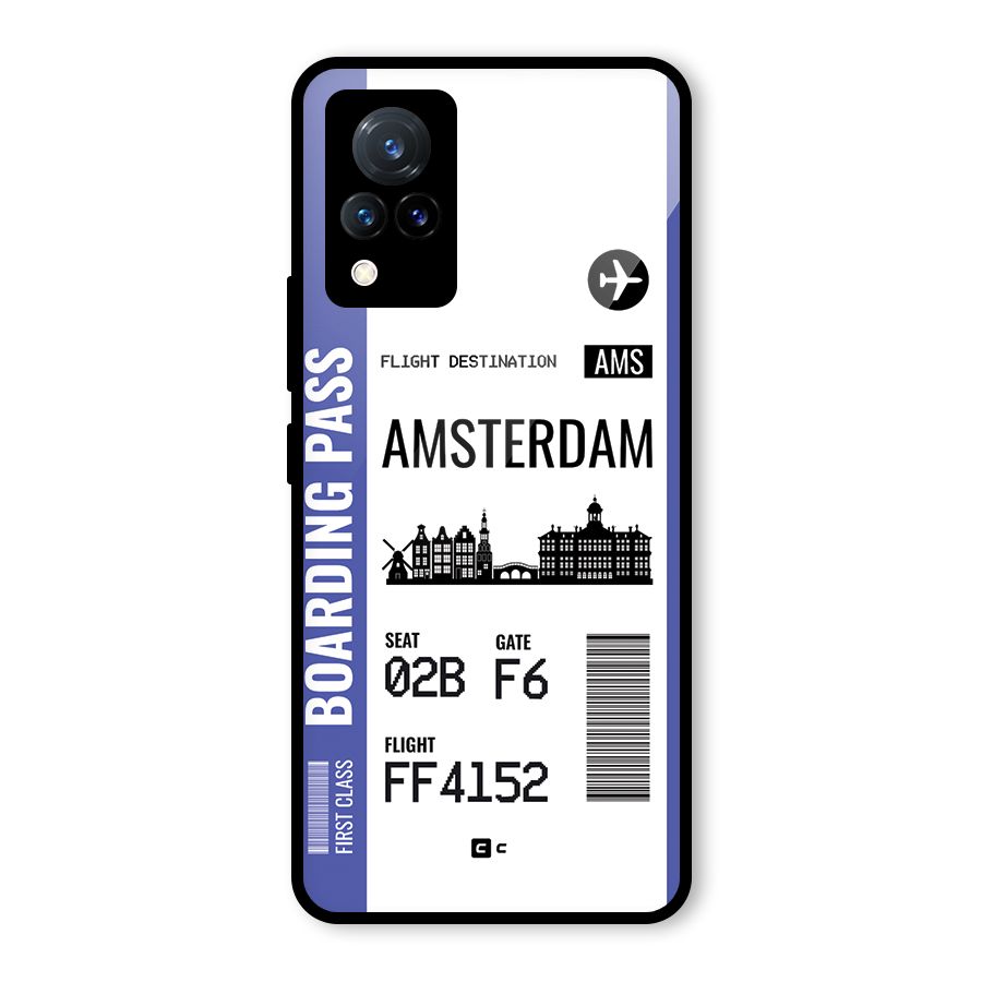 Amsterdam Boarding Pass Glass Back Case for Vivo V21 5G