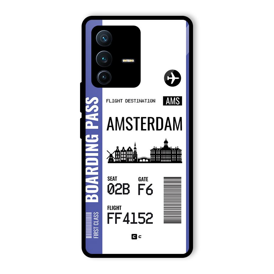 Amsterdam Boarding Pass Glass Back Case for Vivo V23 Pro
