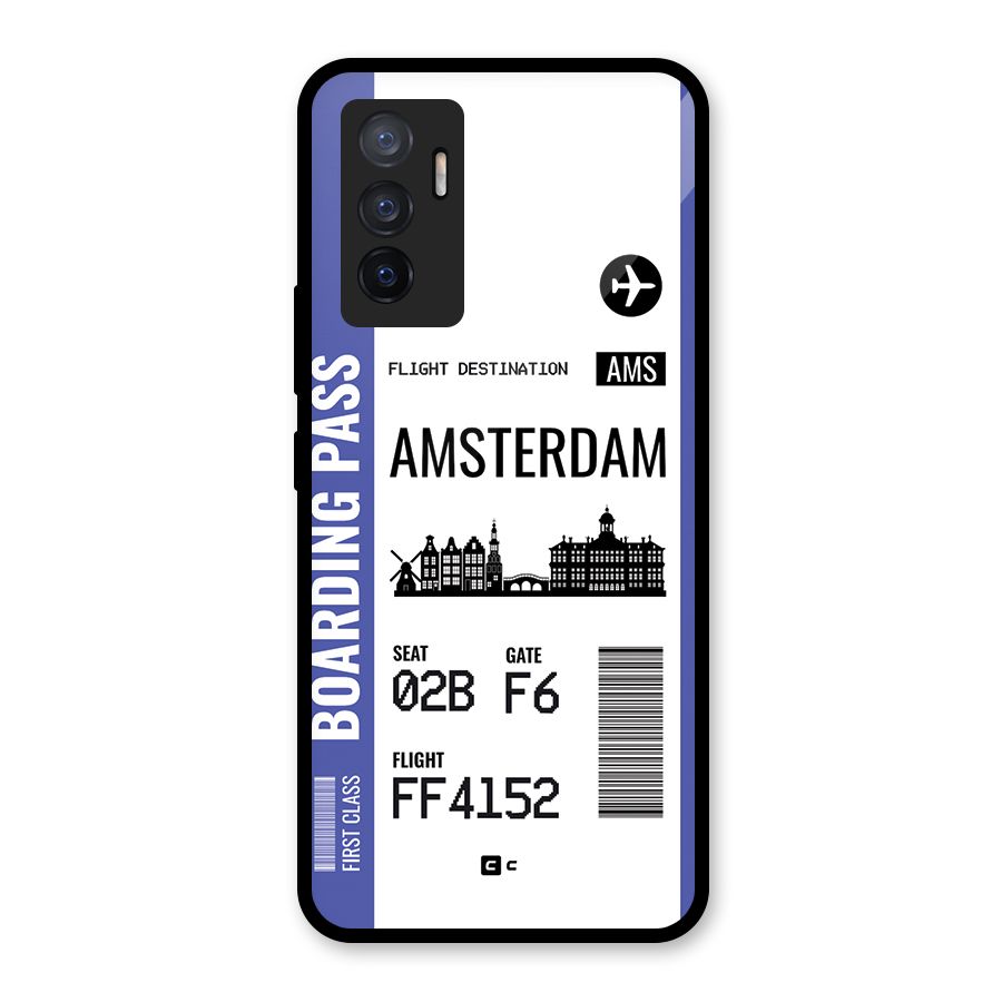 Amsterdam Boarding Pass Glass Back Case for Vivo V23e