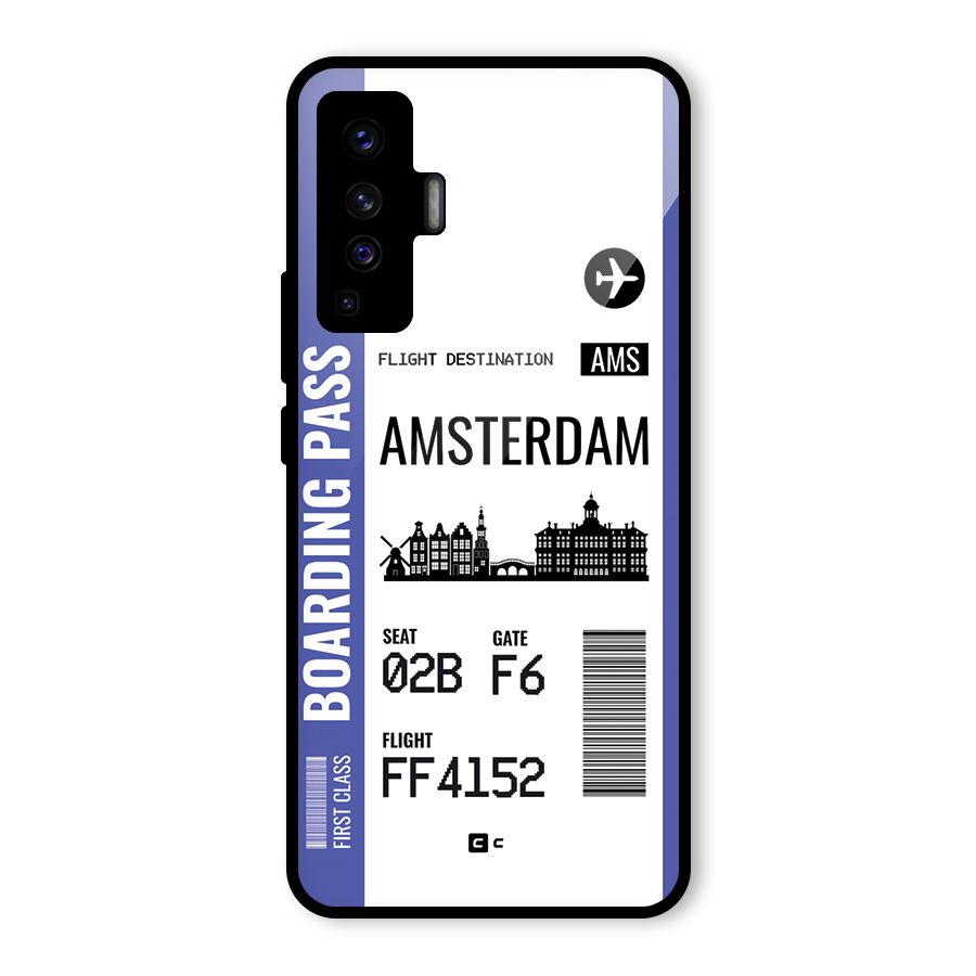 Amsterdam Boarding Pass Glass Back Case for Vivo X50