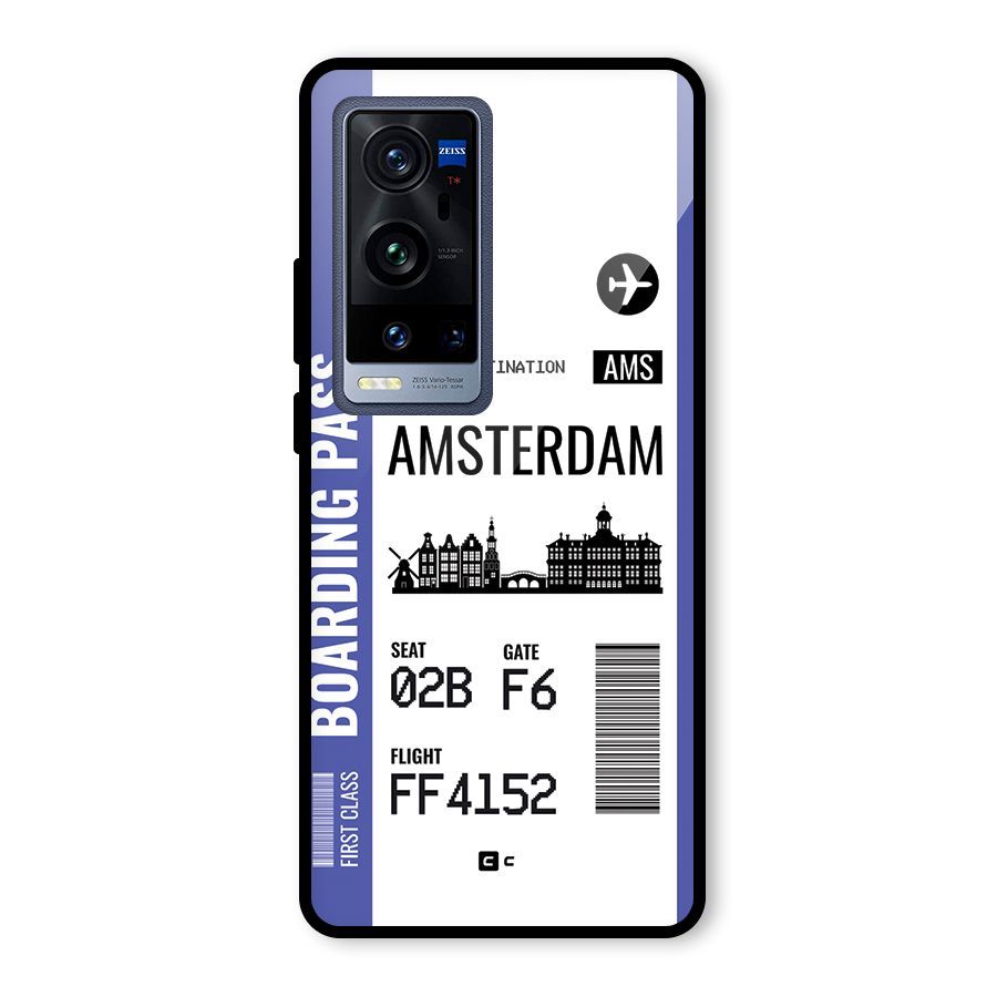 Amsterdam Boarding Pass Glass Back Case for Vivo X60 Pro Plus