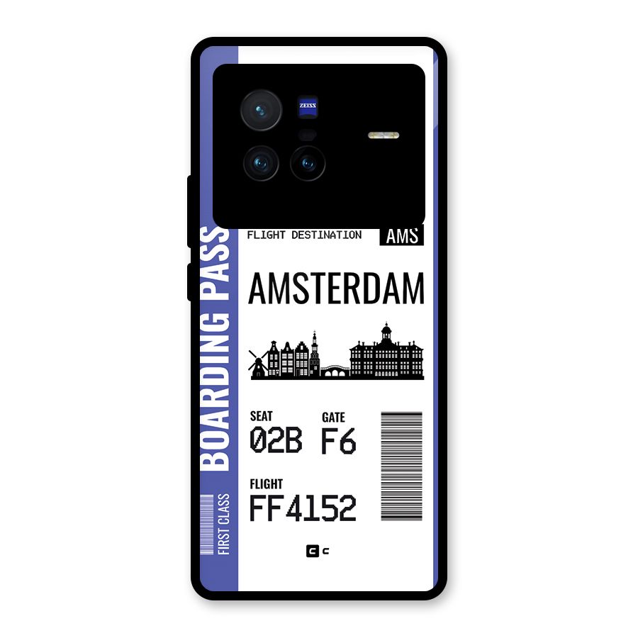 Amsterdam Boarding Pass Glass Back Case for Vivo X80