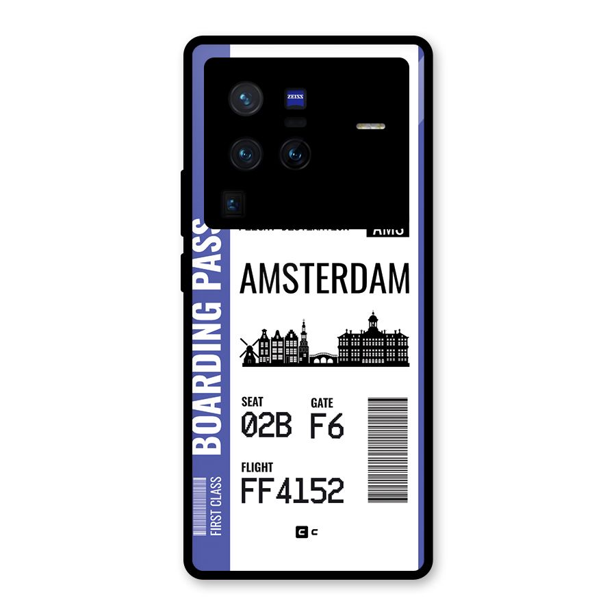 Amsterdam Boarding Pass Glass Back Case for Vivo X80 Pro