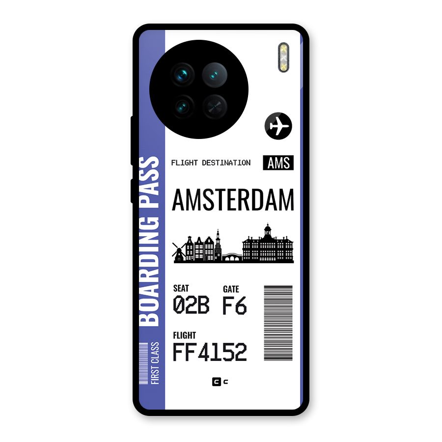 Amsterdam Boarding Pass Glass Back Case for Vivo X90