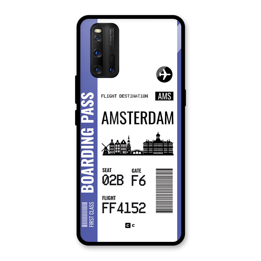 Amsterdam Boarding Pass Glass Back Case for Vivo iQOO 3