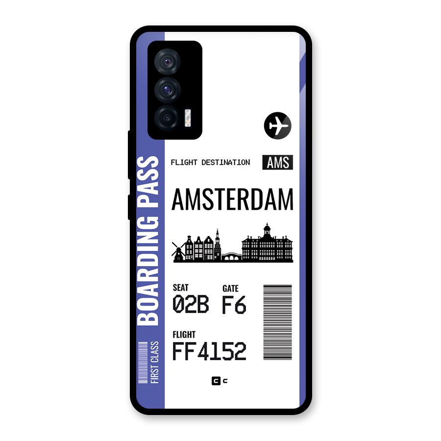 Amsterdam Boarding Pass Glass Back Case for Vivo iQOO 7 5G
