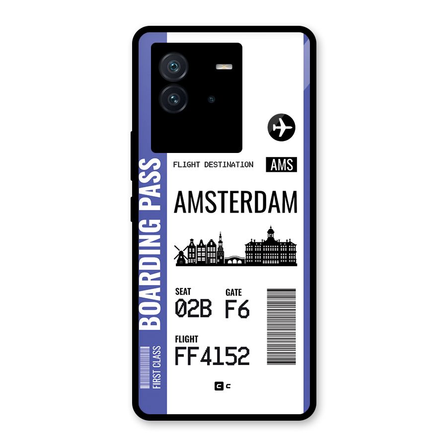 Amsterdam Boarding Pass Glass Back Case for Vivo iQOO Neo 6 5G