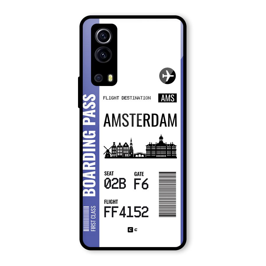 Amsterdam Boarding Pass Glass Back Case for Vivo iQOO Z3