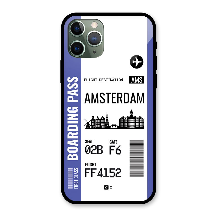 Amsterdam Boarding Pass Glass Back Case for iPhone 11 Pro
