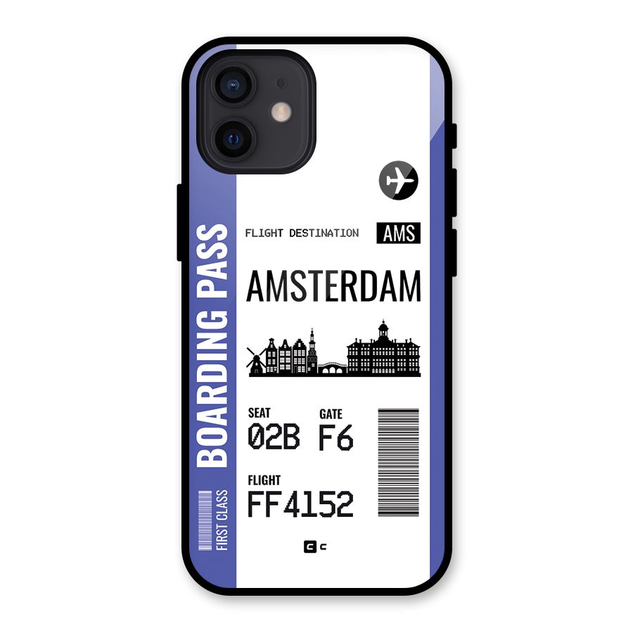 Amsterdam Boarding Pass Glass Back Case for iPhone 12