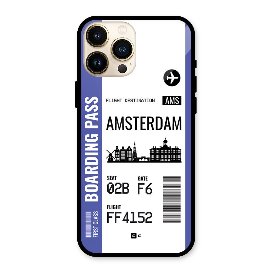 Amsterdam Boarding Pass Glass Back Case for iPhone 13 Pro Max