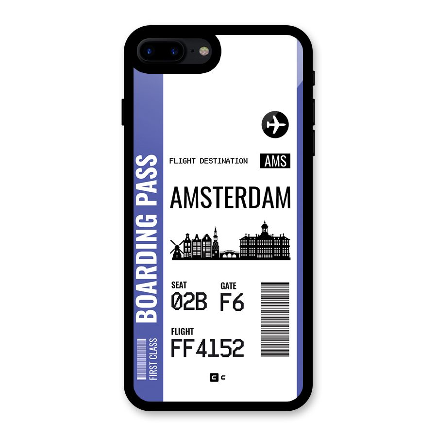 Amsterdam Boarding Pass Glass Back Case for iPhone 8 Plus