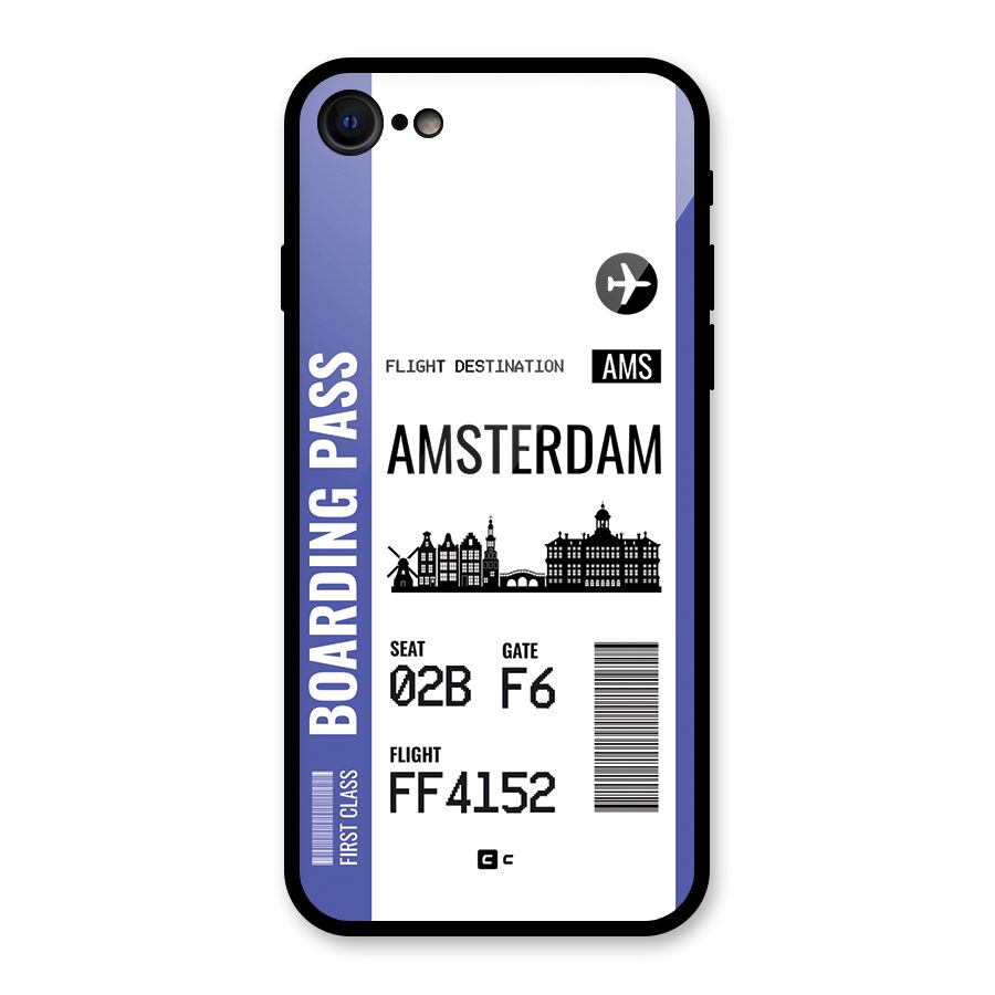 Amsterdam Boarding Pass Glass Back Case for iPhone SE 2022