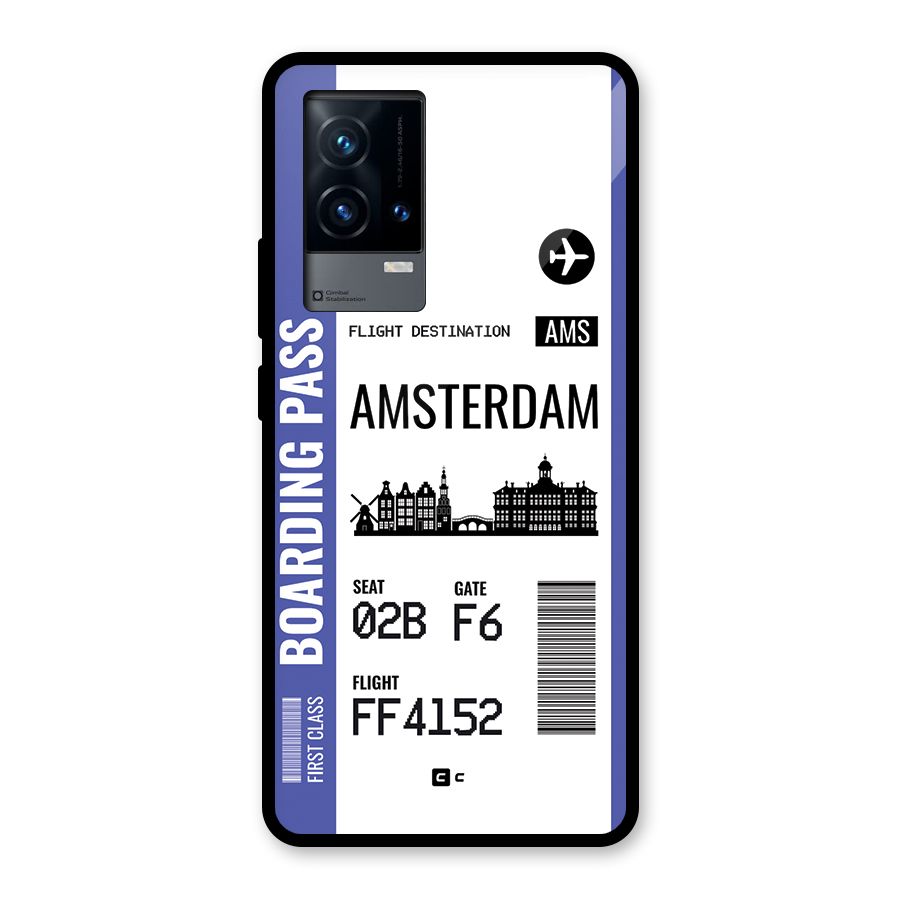 Amsterdam Boarding Pass Glass Back Case for iQOO 9 5G